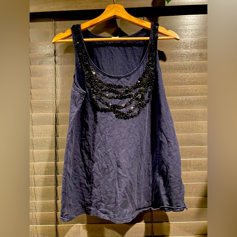 J. Crew sequin navy tank top size L